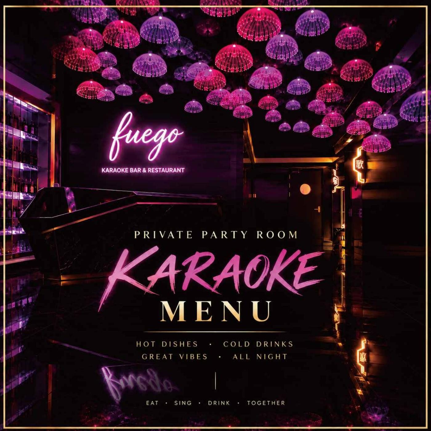 Fuego Karaoke-Menü – Originalkarte, Seite 1